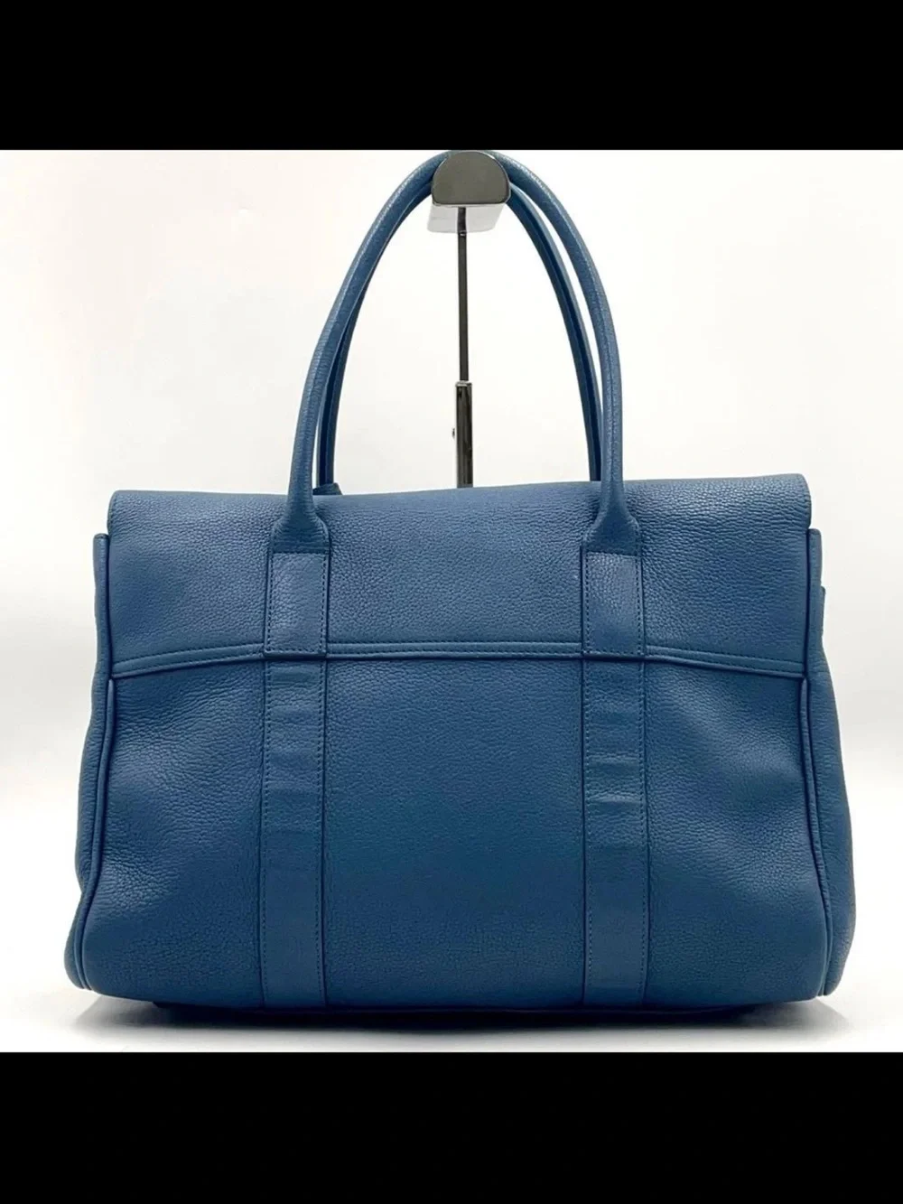 Mulberry Blue Leather Satchel with Turn-Lock Closure